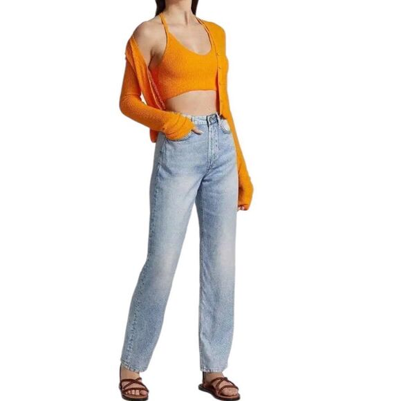 Rag & Bone Womens Soleil Bra Crop Top XL‎ Golden Yellow Ribbed Knit - Picture 3 of 14